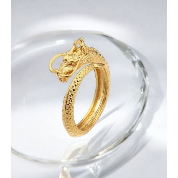 NWT 1pc Bold & Gorgeous Golden Dragon Shaped Ring With Adjustable Open End  ***I - Picture 1 of 6